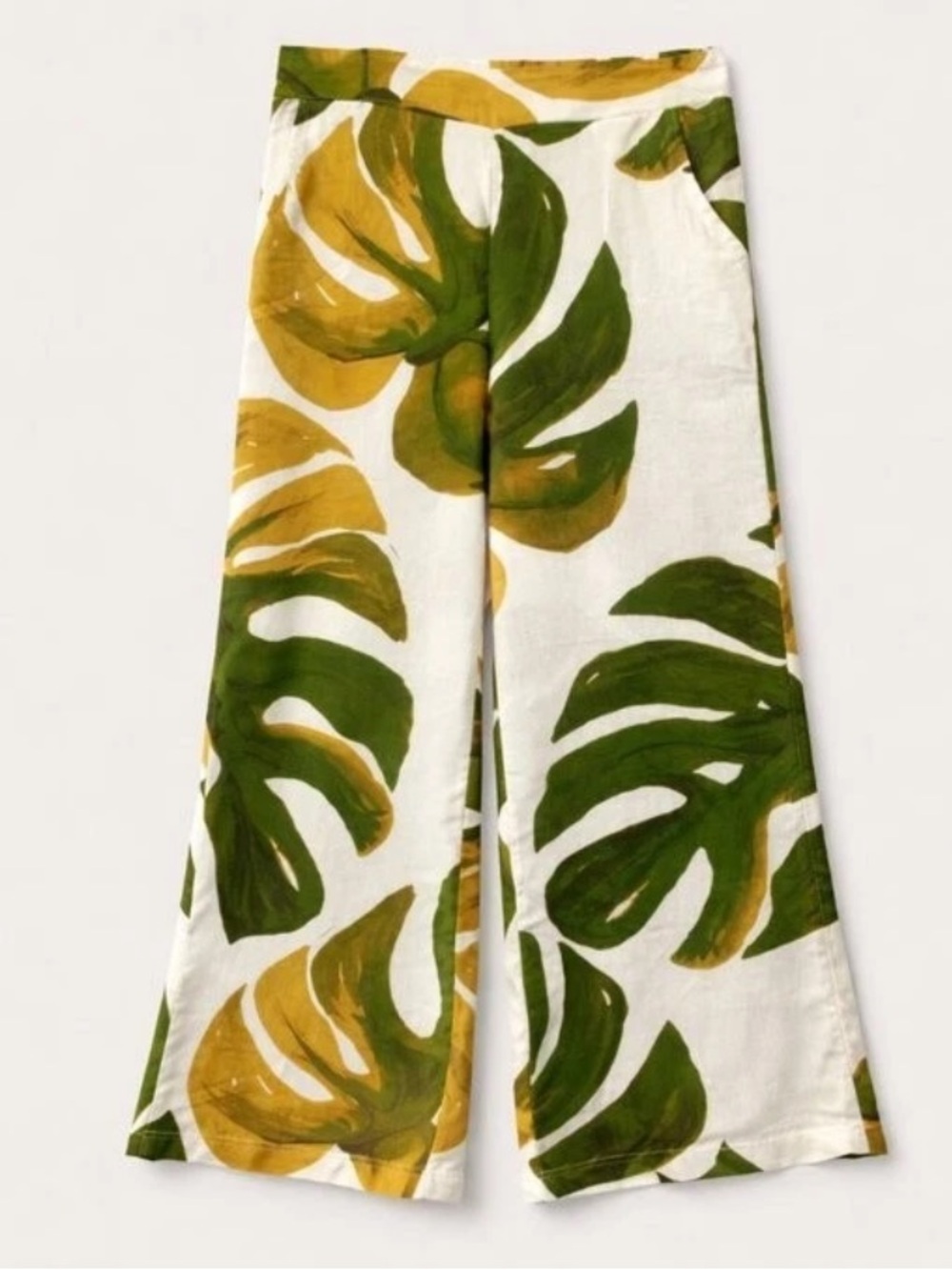 Rachel Zoe Green and Cream Tropical Print Elastic-Waist Pants - Picture 2 of 11
